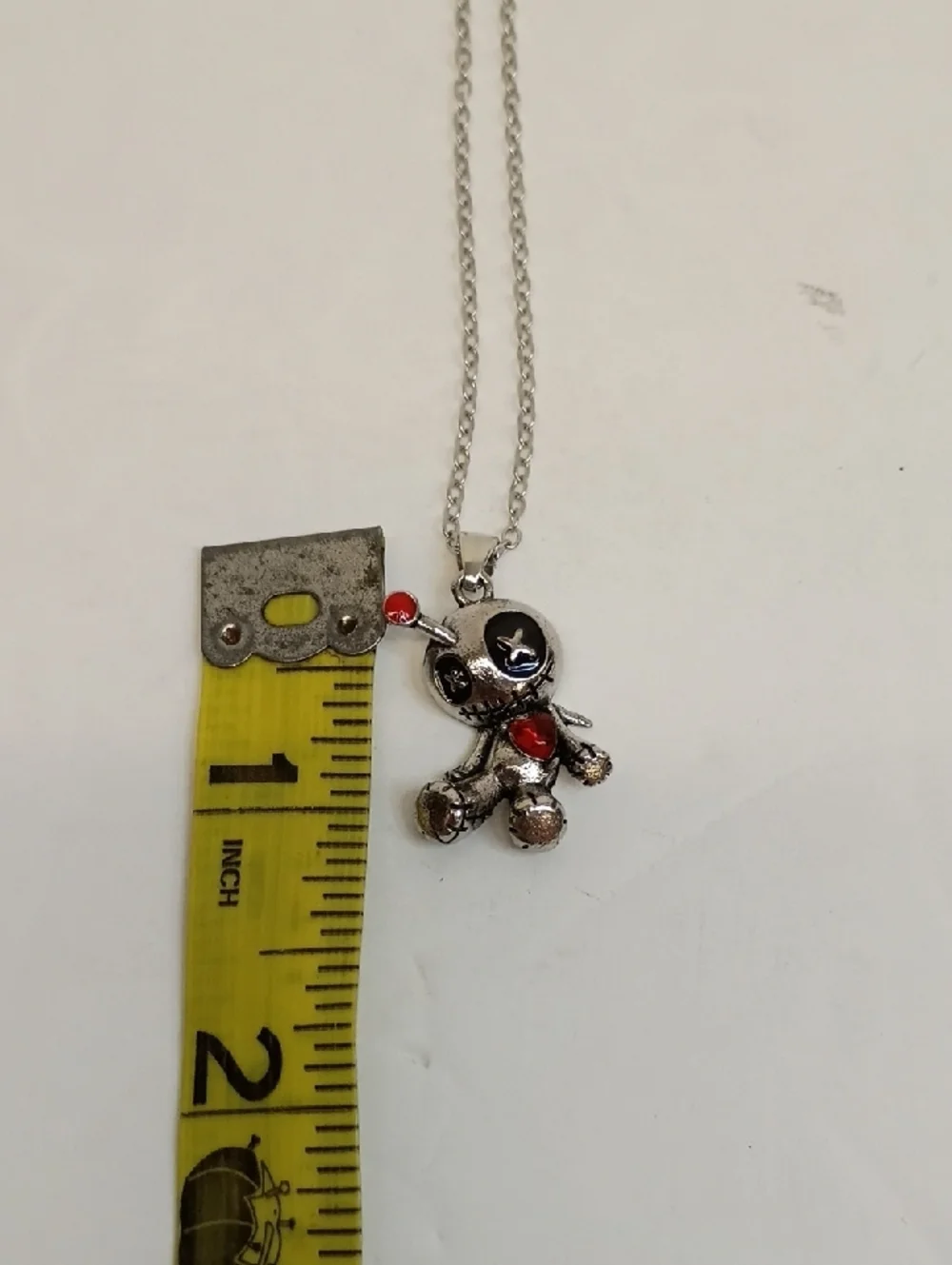 Charm Pendant Necklace Silver Tone Red Crystal Accent Chain